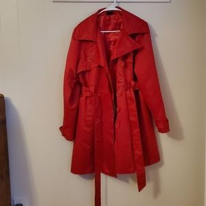 Torrid sz 2 bright red belted trench coat